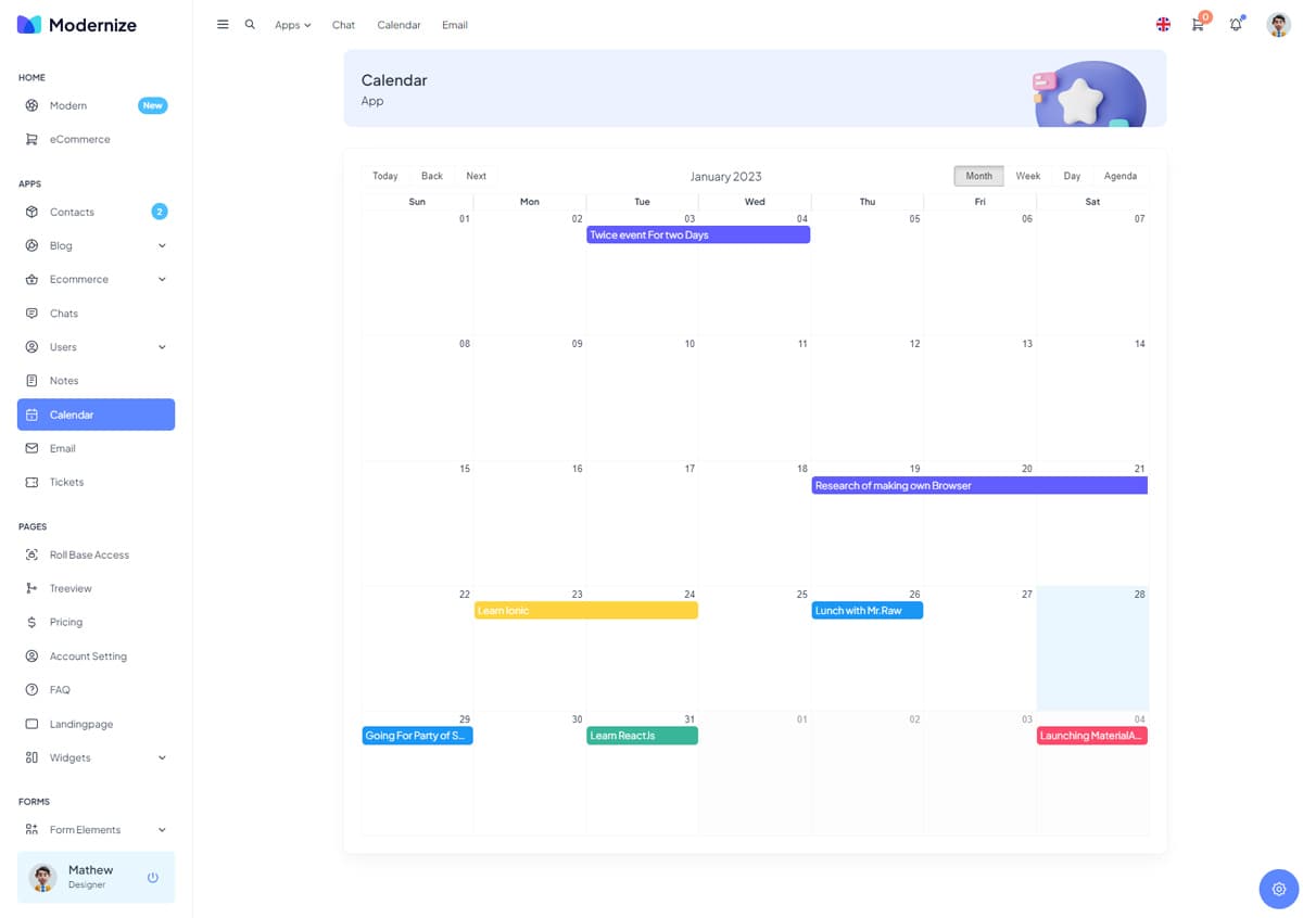Calendar App
