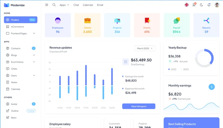 Modernize dashboard design