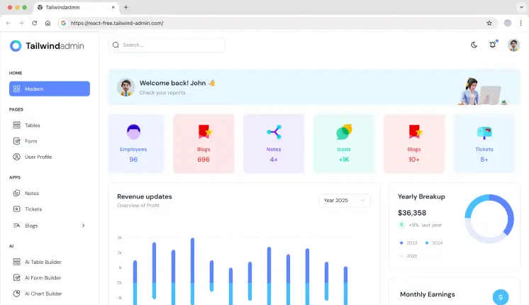 Tailwind Admin dashboard design