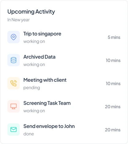 Upcomming Activity Cards